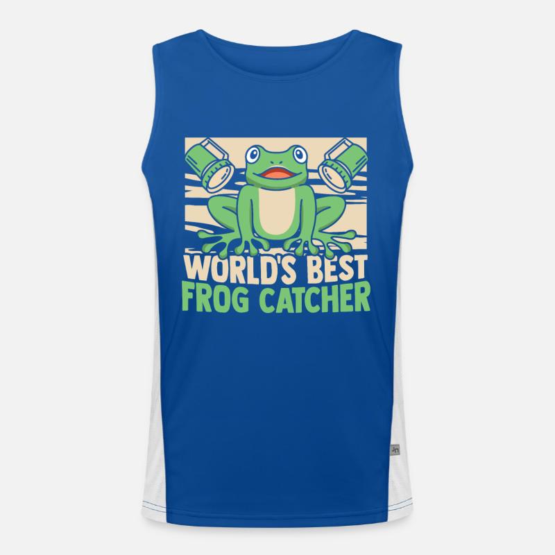 World's Best Frog Catcher Toad Tadpole Frog Men's Functional Contrast Tank Top 