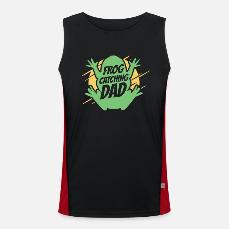 Frog Catching Dad Tadpole Tree Frog Toad Men's Functional Contrast Tank Top 