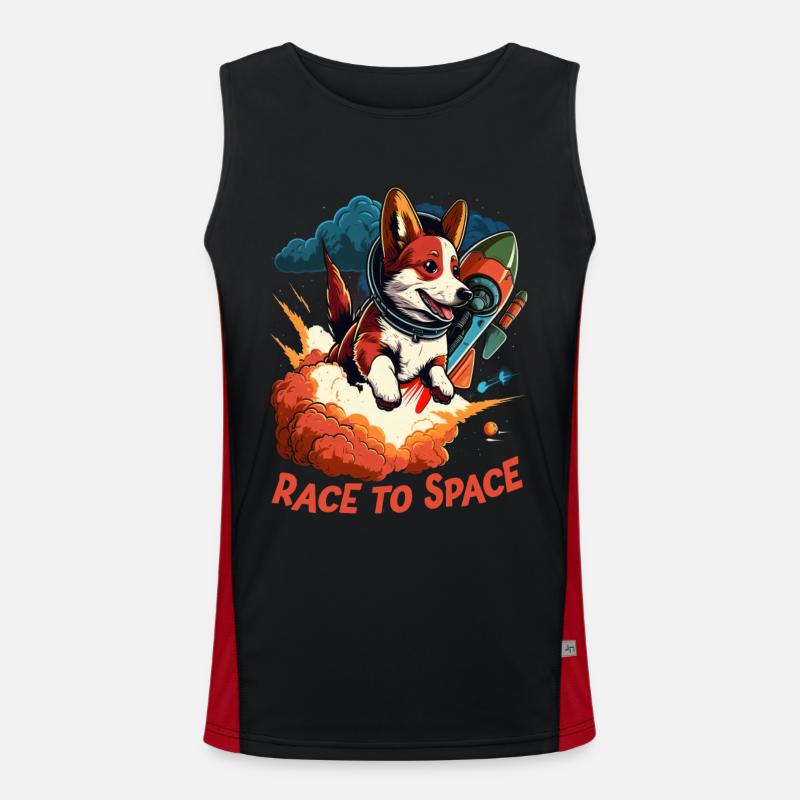 SpaceDog Dog Dog Lovers Space Design Men's Functional Contrast Tank Top 