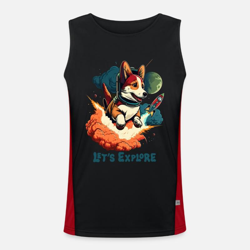 SpaceDog Dog Dog Lovers Space Design Men's Functional Contrast Tank Top 