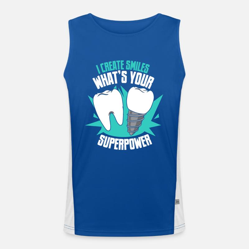 I Create Smiles What's Your Superpower Funktionelles Kontrast-Tank Top für Männer 
