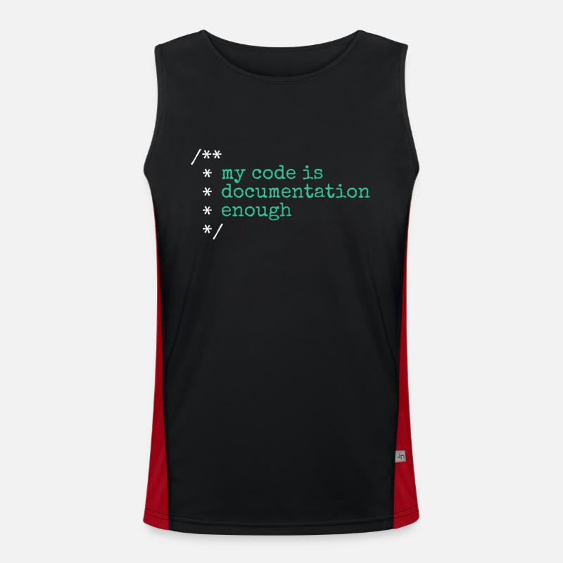 Mon code est assez documenté développeur - Débardeur respirant contrasté Homme  - noir/rouge