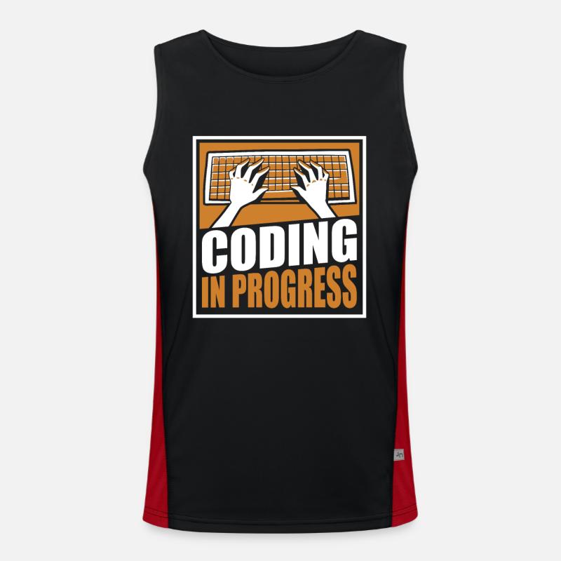 Coding In Progress Softwareingenieur Developer - Funktionelles Kontrast-Tank Top für Männer - Schwarz/Rot