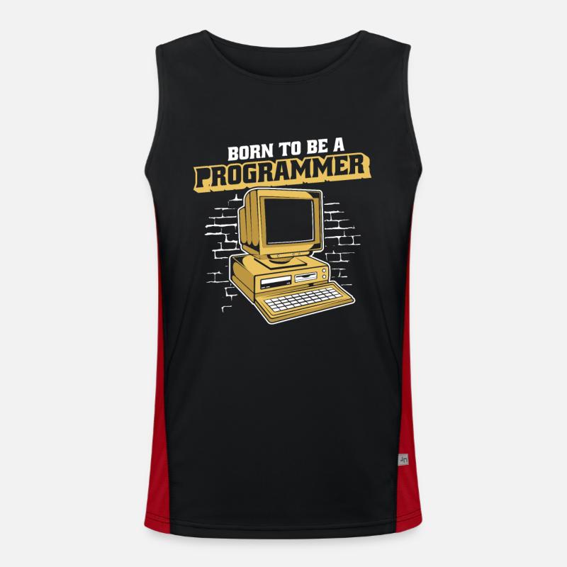Born To Be A Programmer Developer Coder Funktionelles Kontrast-Tank Top für Männer 