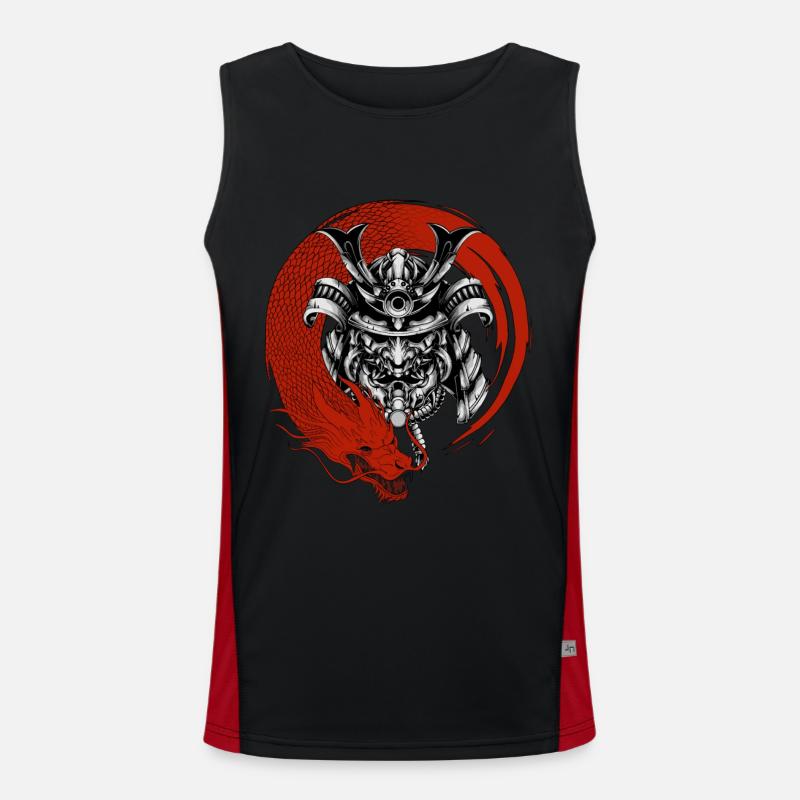 Samurai und Drache Funktionelles Kontrast-Tank Top für Männer 