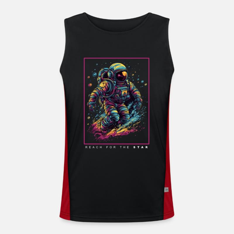 Abstract colorful astronaut in space Men's Functional Contrast Tank Top 