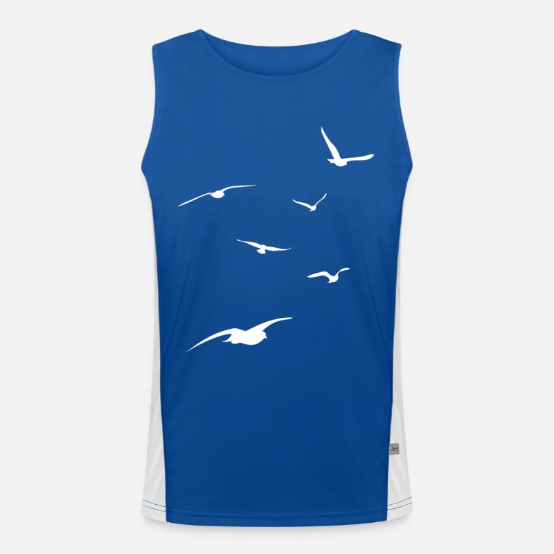 Volée de mouettes - vacances à la mer - plage - ciel Débardeur respirant contrasté Homme 