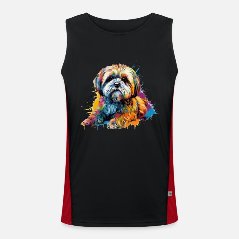 Chien coloré Lhassa-apso Débardeur respirant contrasté Homme 
