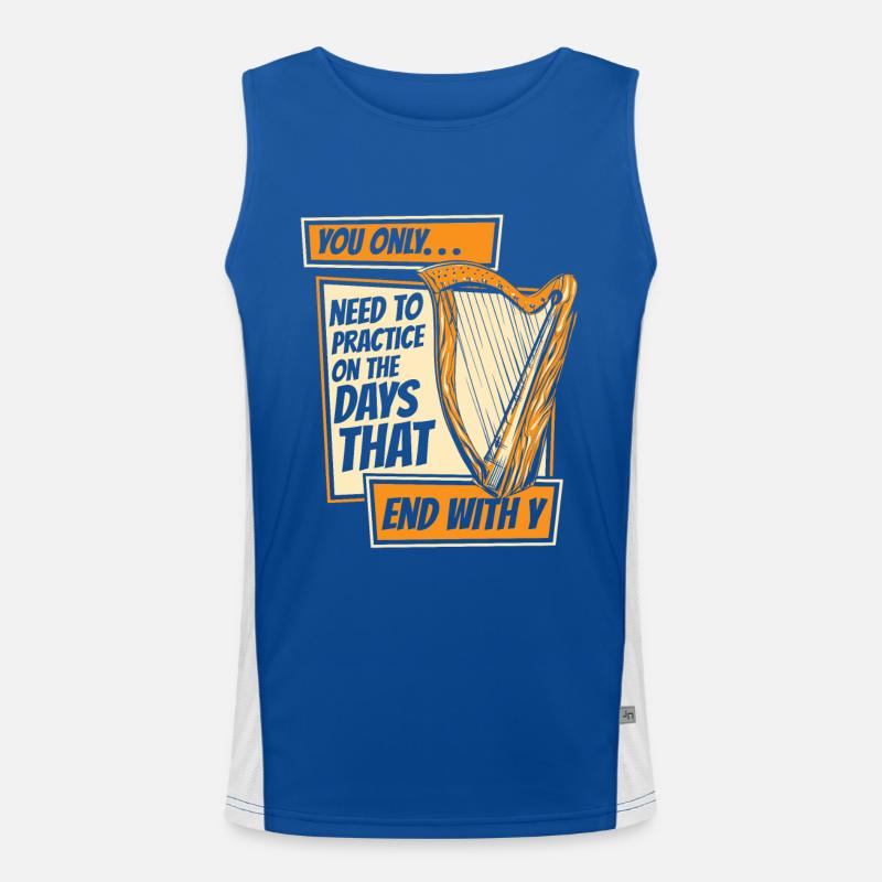 Need To Practice On Days That End With Y Harfe Funktionelles Kontrast-Tank Top für Männer 