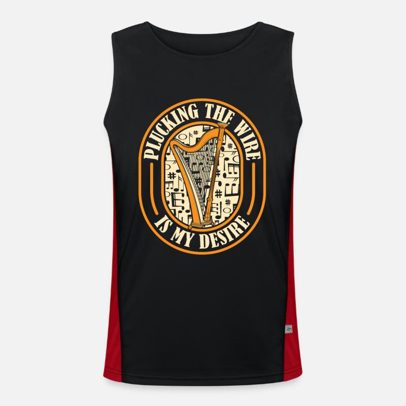 Plucking The Wire Is My Desire Konzertharfe Funktionelles Kontrast-Tank Top für Männer 