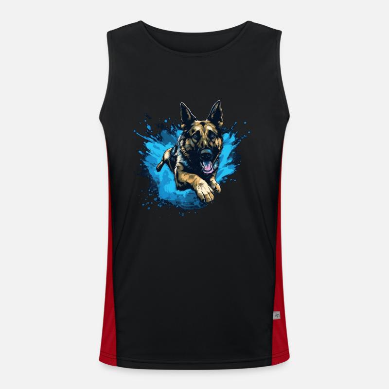 German-shepherd Dock-Diving into Water Men's Functional Contrast Tank Top 