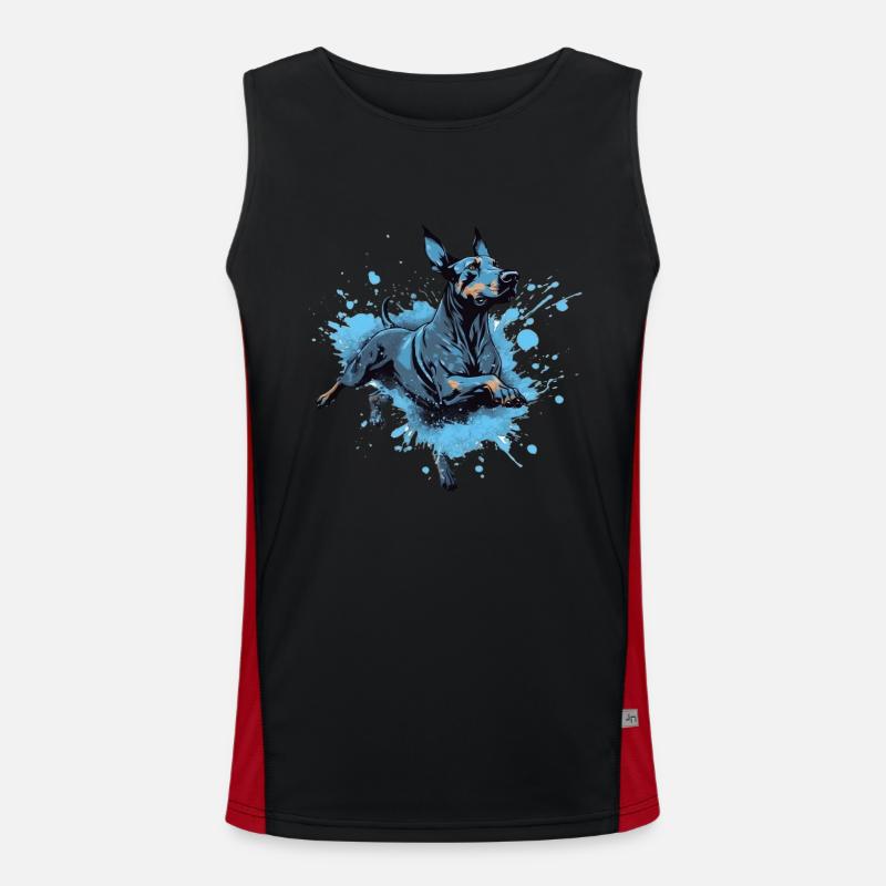 Doberman Dock-Diving into Water Men's Functional Contrast Tank Top 