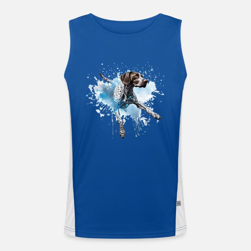 German-shorthair-pointer Dock-Diving into Water Men's Functional Contrast Tank Top 