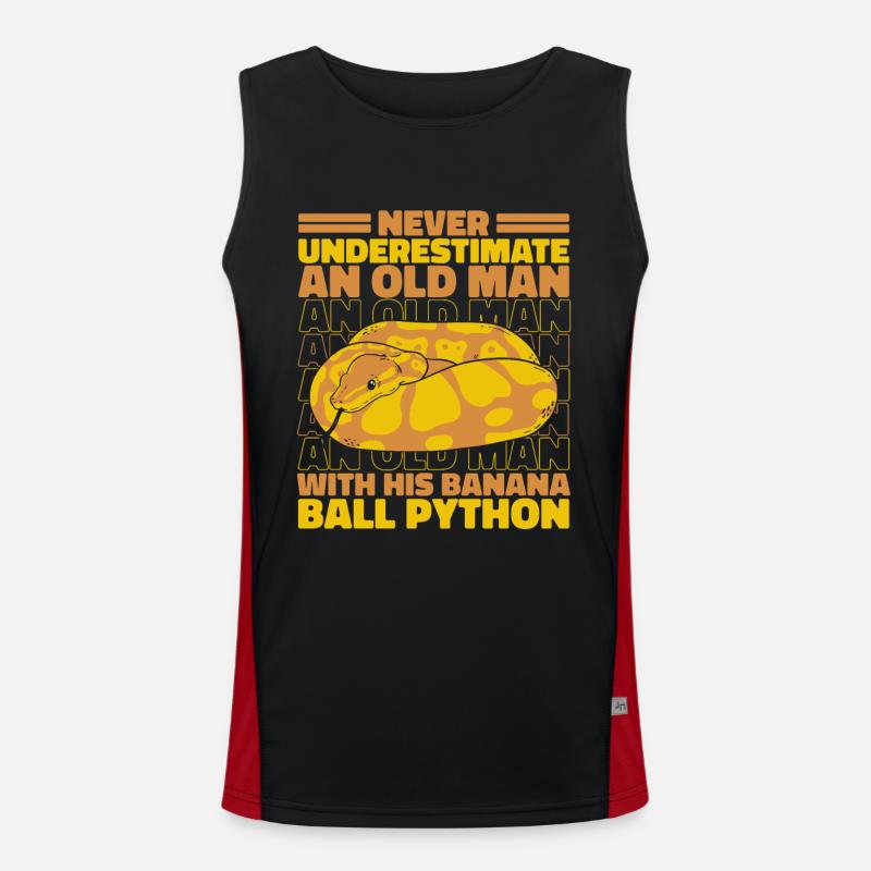 Never Underestimate Old Man Python Banana Ball Funktionelles Kontrast-Tank Top für Männer 
