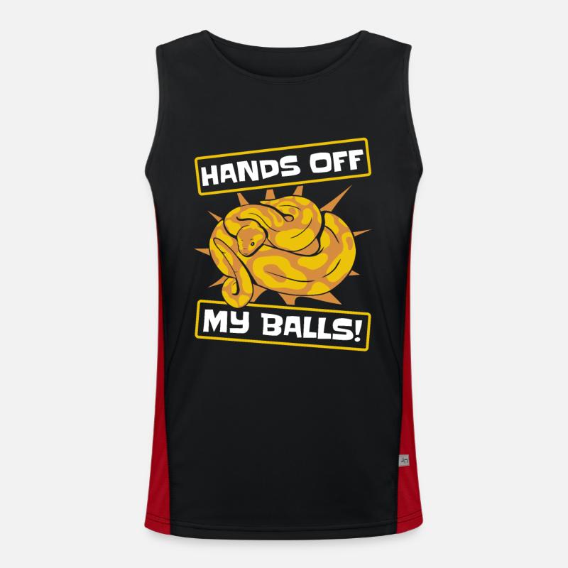 Hands Off My Balls Python Schlange Banana Ball Funktionelles Kontrast-Tank Top für Männer 