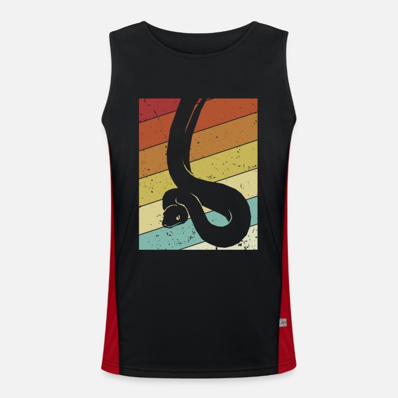 Retro Schuppenkriechtiere Python Schlange Banana Funktionelles Kontrast-Tank Top für Männer 