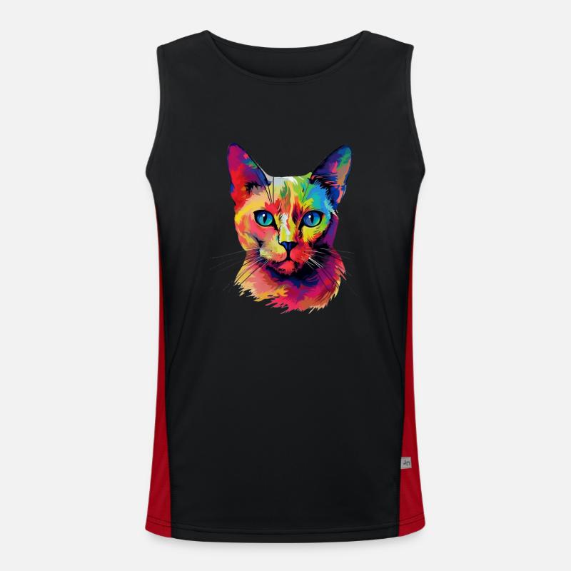 Colorful Burmese cat Men's Functional Contrast Tank Top 
