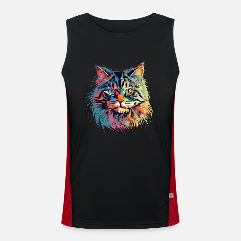 Bunte sibirische Katze Funktionelles Kontrast-Tank Top für Männer 