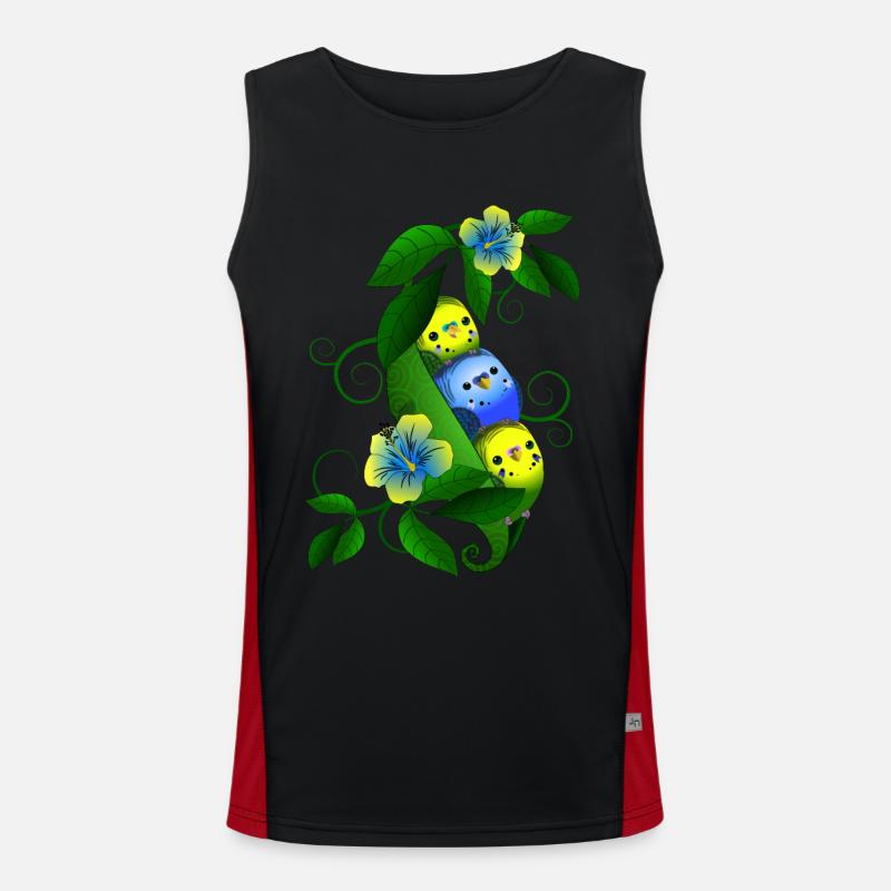 Budgie in the pea Men's Functional Contrast Tank Top 