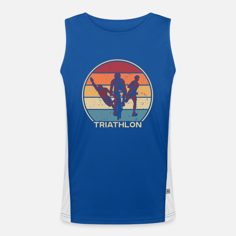 Retro Triathlonrad Triathlet Training Profi Funktionelles Kontrast-Tank Top für Männer 