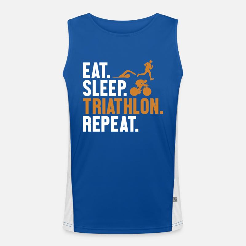 Eat Sleep Triathlon Repeat Triathlet Training Funktionelles Kontrast-Tank Top für Männer 