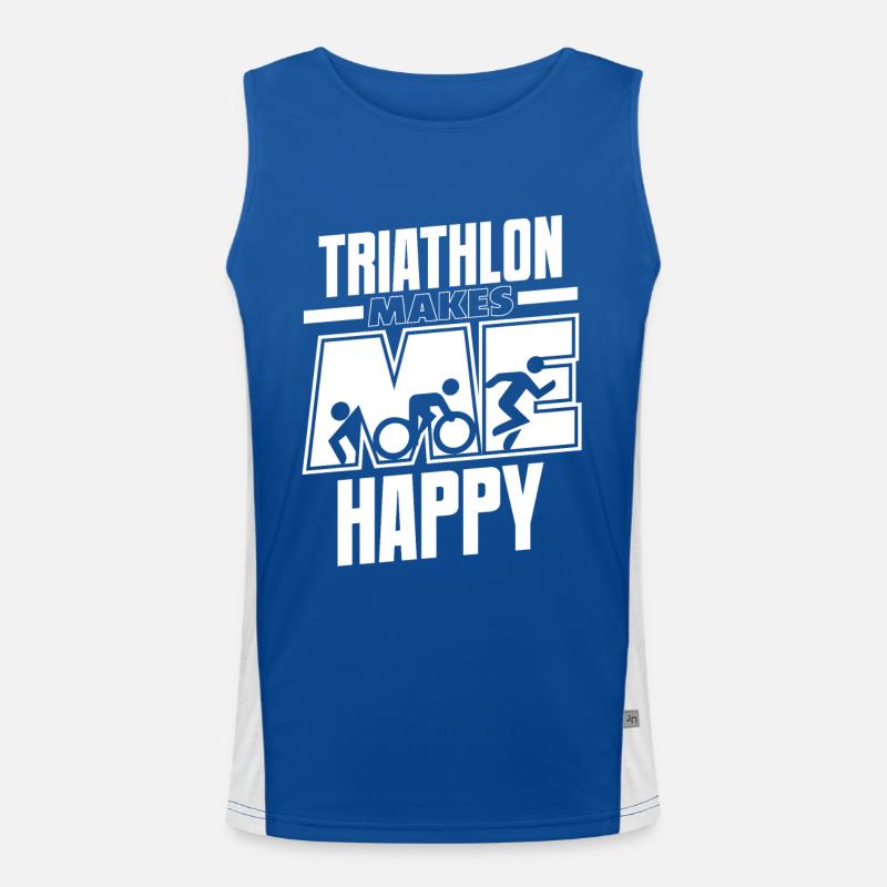 Triathlon Makes Me Happy Training Triathlonrad Funktionelles Kontrast-Tank Top für Männer 