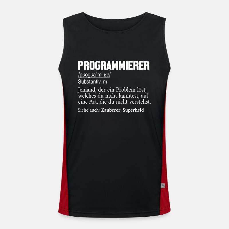 Programmierer Definition Developer Coder - Funktionelles Kontrast-Tank Top für Männer - Schwarz/Rot