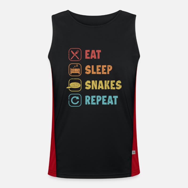 Eat Sleep Snakes Repeat Schlange Python Banana Funktionelles Kontrast-Tank Top für Männer 