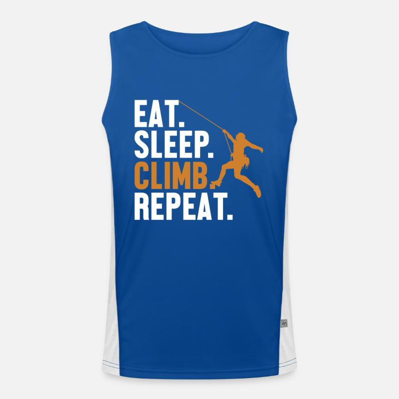 Eat Sleep Climb Repeat Alpinklettern Funktionelles Kontrast-Tank Top für Männer 