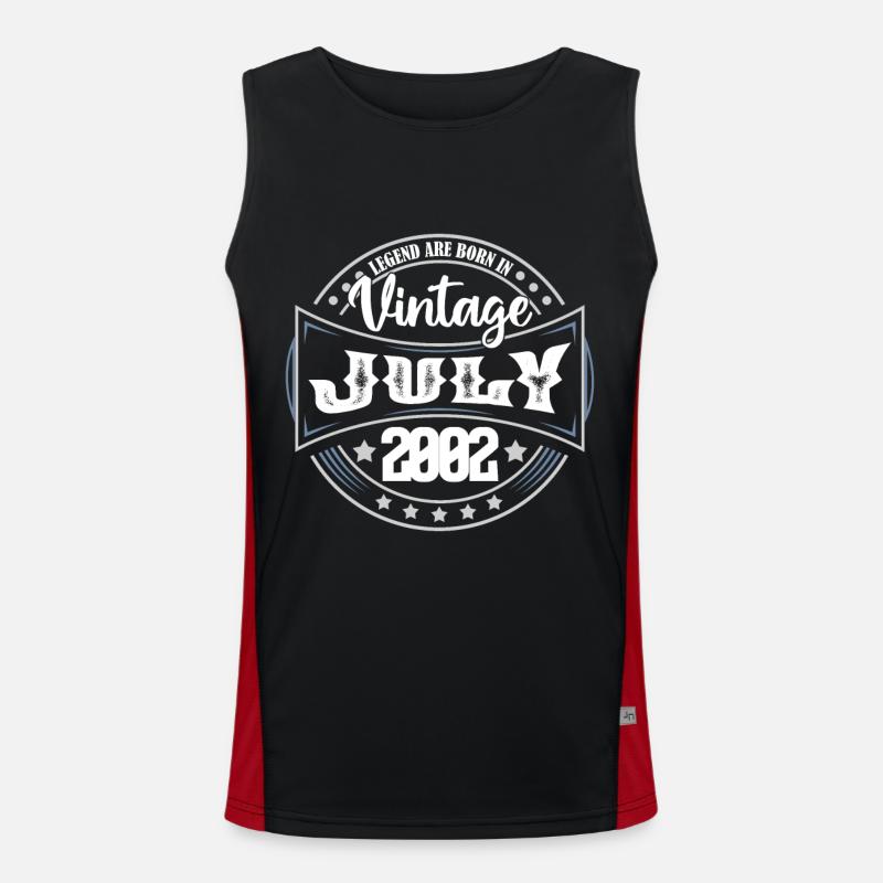 Juli 2002. Geburtstagsgeschenk Juli 2002. Funktionelles Kontrast-Tank Top für Männer 