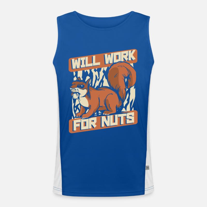 Will Work For Nuts Grauhörnchen Squirrel Funktionelles Kontrast-Tank Top für Männer 