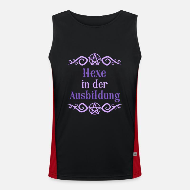 Hexe in der Ausbildung Gothic Pentagram Funktionelles Kontrast-Tank Top für Männer 