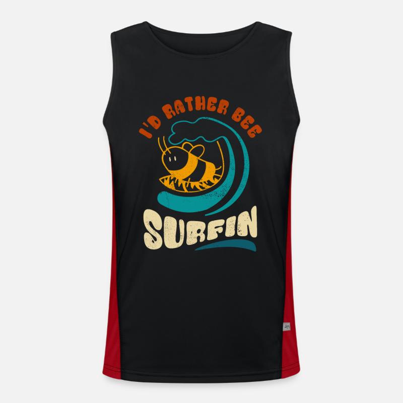 I'd rather bee surfin - Sticker - Men's Functional Contrast Tank Top  - black/red