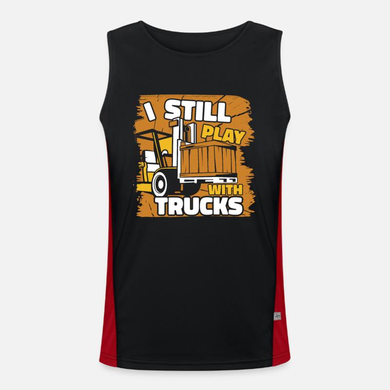 I Still Play With Trucks Forklift Driver Men's Functional Contrast Tank Top 