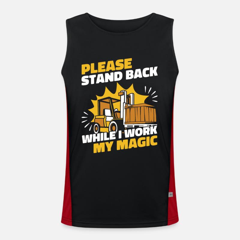 Stand Back While I Work My Magic Teleskoplader Funktionelles Kontrast-Tank Top für Männer 