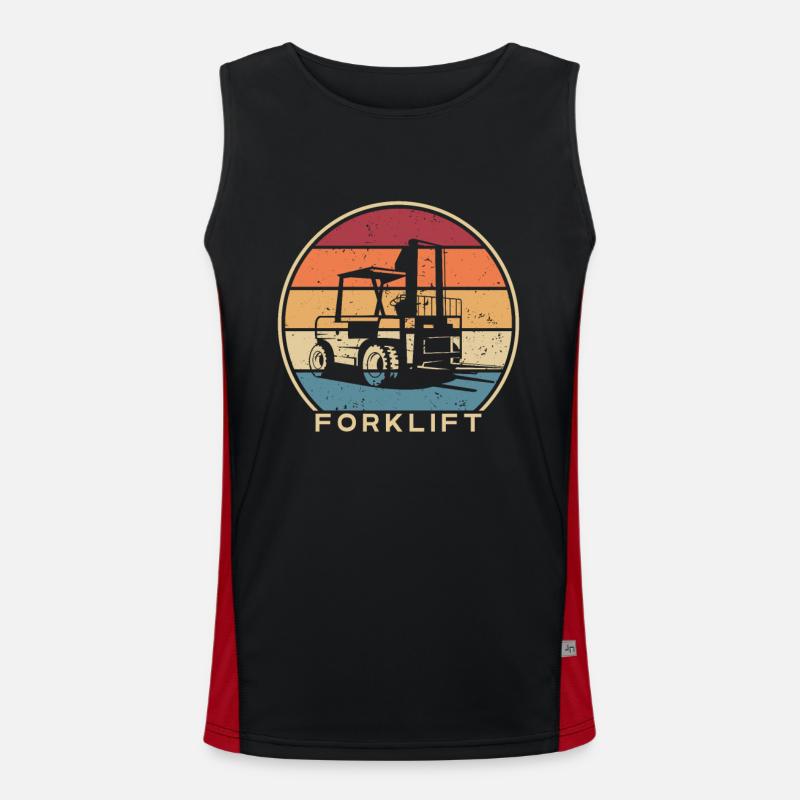 Retro Teleskoplader Gabelstaplerfahrer Funktionelles Kontrast-Tank Top für Männer 