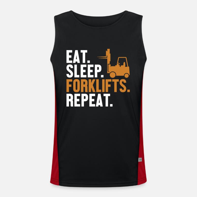 Eat Sleep Forklifts Repeat All-terrain forklift Men's Functional Contrast Tank Top 