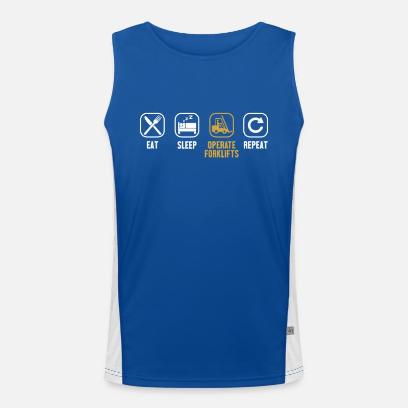 Eat Sleep Operate Forklifts Repeat Gabelstapler Funktionelles Kontrast-Tank Top für Männer 