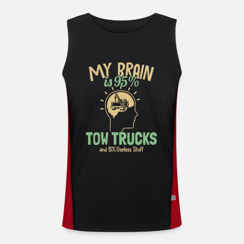 My Brain is 95% Tow Trucks Abschlepper Fahrer Funktionelles Kontrast-Tank Top für Männer 