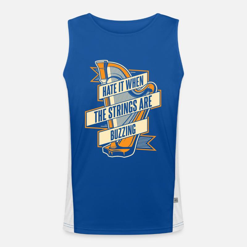 Hate It When The Strings Are Buzzing Harfe Funktionelles Kontrast-Tank Top für Männer 