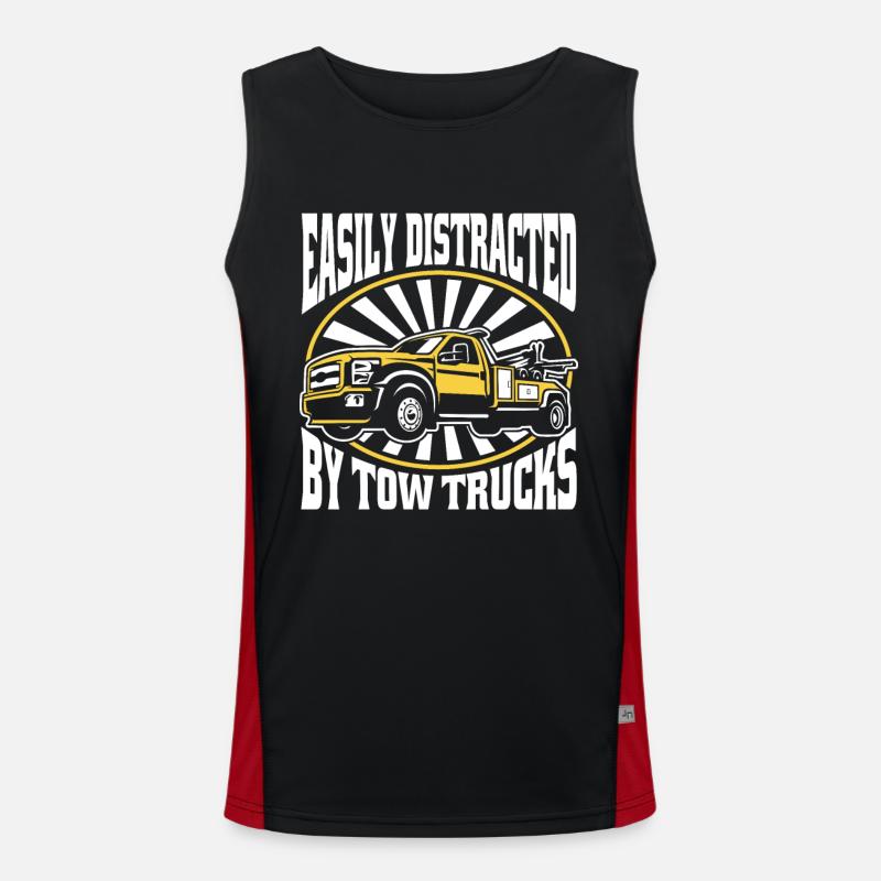 Easily Distracted By Tow Trucks Abschlepper Funktionelles Kontrast-Tank Top für Männer 