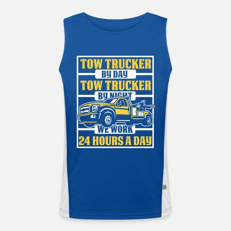 We Work 24 Hours A Day Tow Driver Men's Functional Contrast Tank Top 