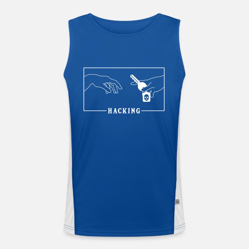 Michelangelo Creation of Adam Hacking Sniffer Funktionelles Kontrast-Tank Top für Männer 