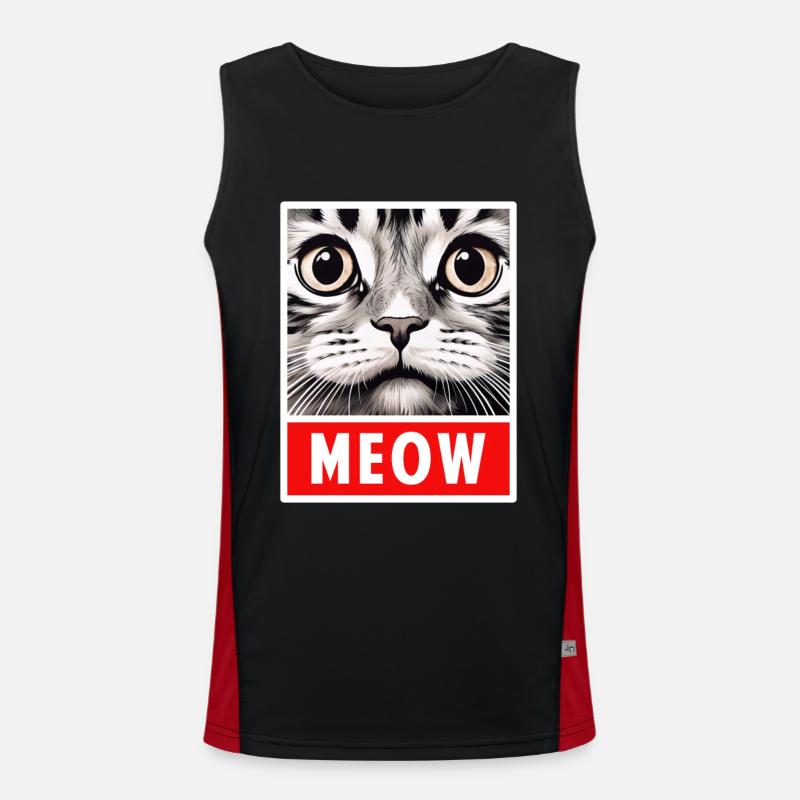 MEOW Meow Cadeau de visage de chat mignon Débardeur respirant contrasté Homme 