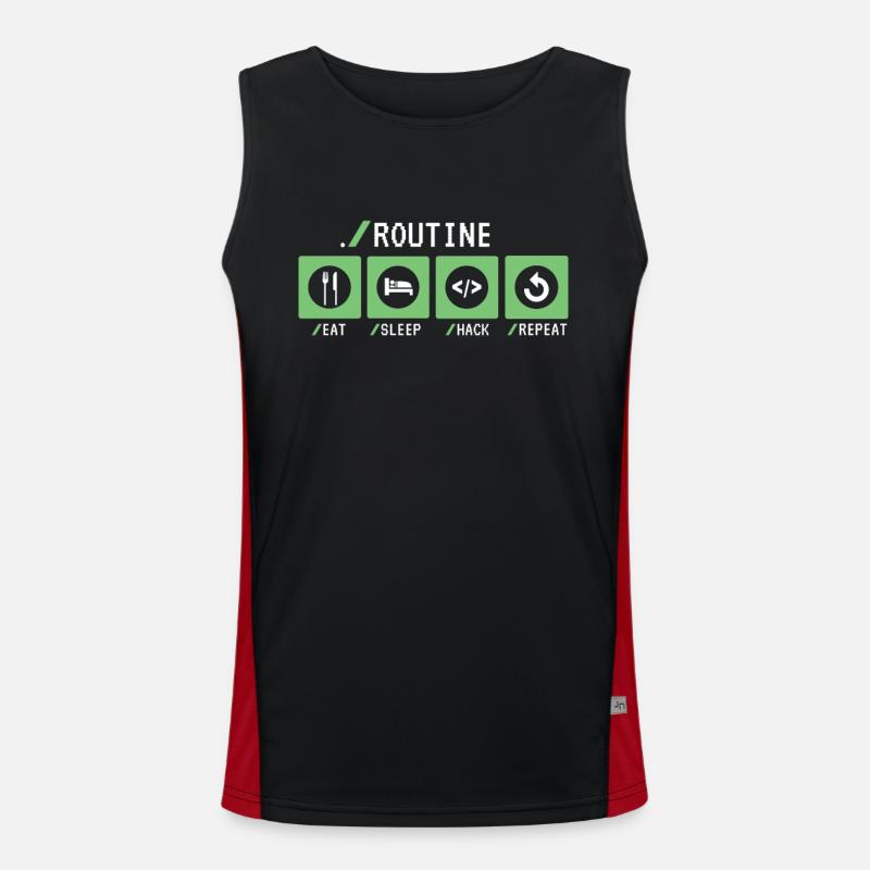 Routine Eat Sleep Hack Répéter Sniffer Phishing Débardeur respirant contrasté Homme 