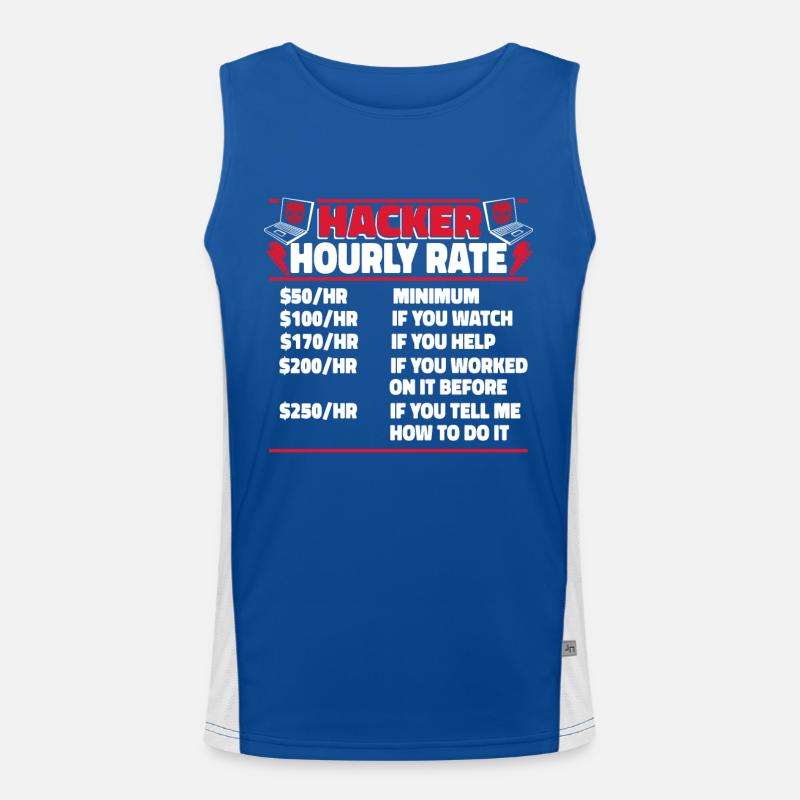 Hacker Hourly Rate Sniffer Social Engineering Funktionelles Kontrast-Tank Top für Männer 