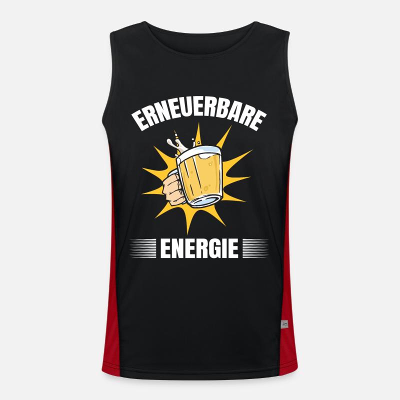 Lustiger Bier Spruch Erneuerbare Energie Klima Funktionelles Kontrast-Tank Top für Männer 