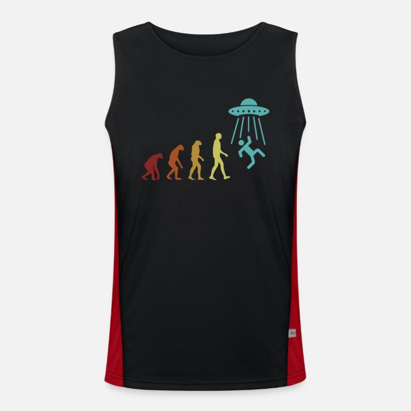 Alien Evolution Außerirdischer Ufo Conspiracy Funktionelles Kontrast-Tank Top für Männer 