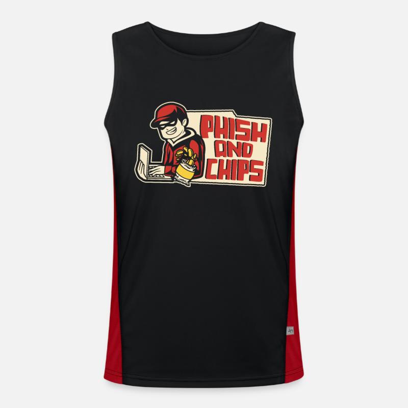 Phish And Chips Phishing Sniffer Social Funktionelles Kontrast-Tank Top für Männer 