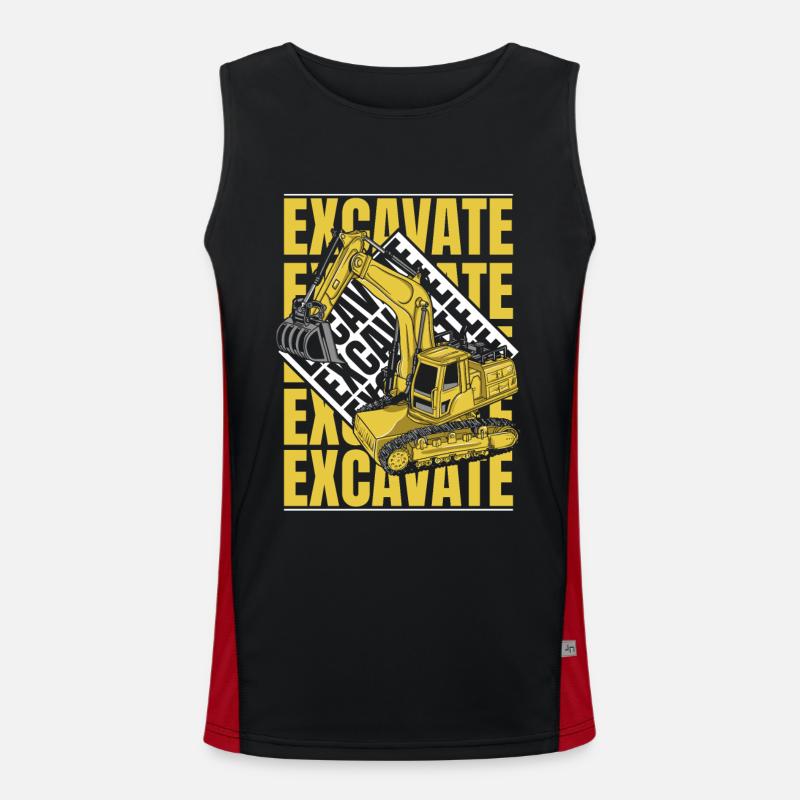 Excavate Raupenbagger Excavator Seilbagger Funktionelles Kontrast-Tank Top für Männer 